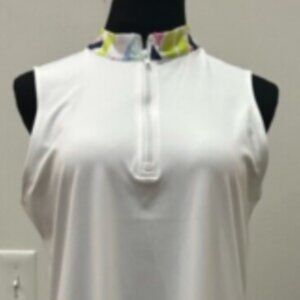 NWT! TOMMY BAHAMA Golf Active Zip Floral Collar Dress UPF 50 -  Size L